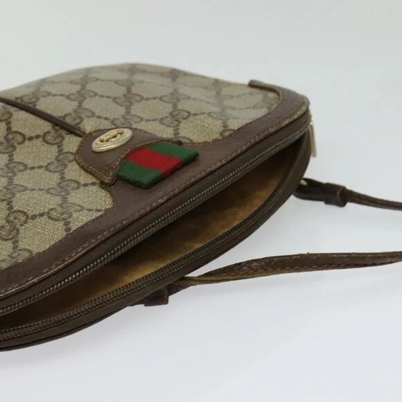 GUCCI GG Supreme Web Sherry Line Bag PVC Beige Gold 904 02 047 Auth 132567 - Picture 7 of 16